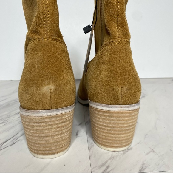 New! Crevo Jade Sand Suede Stacked Heel Bootie 9 - Picture 4 of 14
